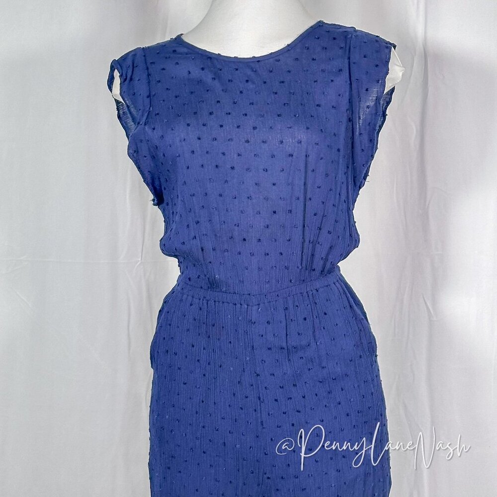 Style Rack Ruffle Sleeve Wide Leg Jumpsuit Blue - Picture 5 of 10